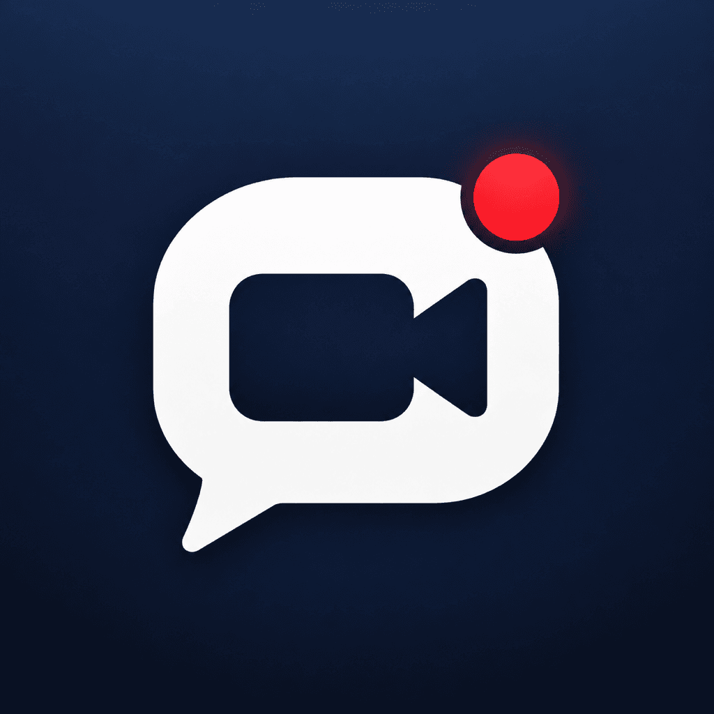 Recorded Calls: white video chat symbol and red recording dot on navy blue